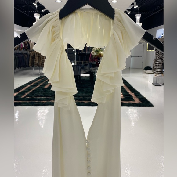 KHAITE Maryam Open-back Ruffled Pleated Silk Crepe de Chine Maxi Dress - Picture 6 of 12